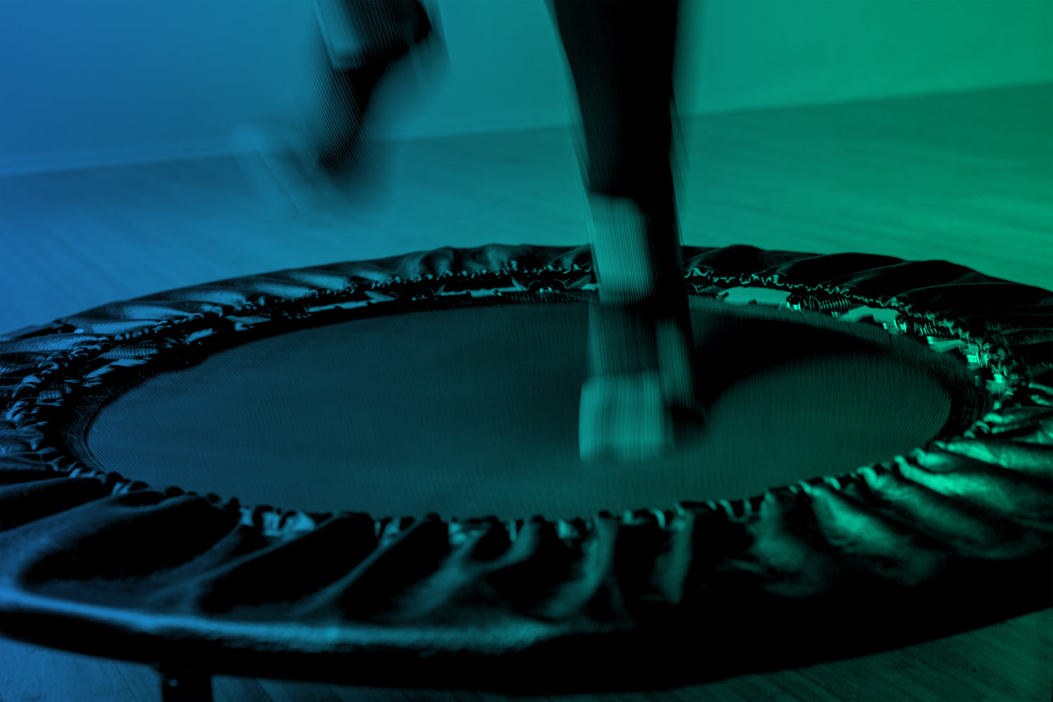 Actively Jumping on Cellerciser with Blue and Green Gradient Cellercise