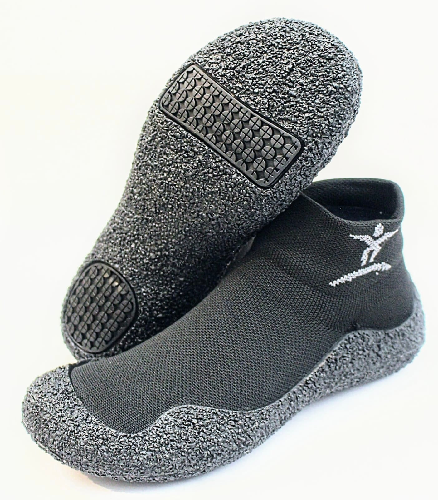 A pair of black CelliSole rebounder shoes with textured soles